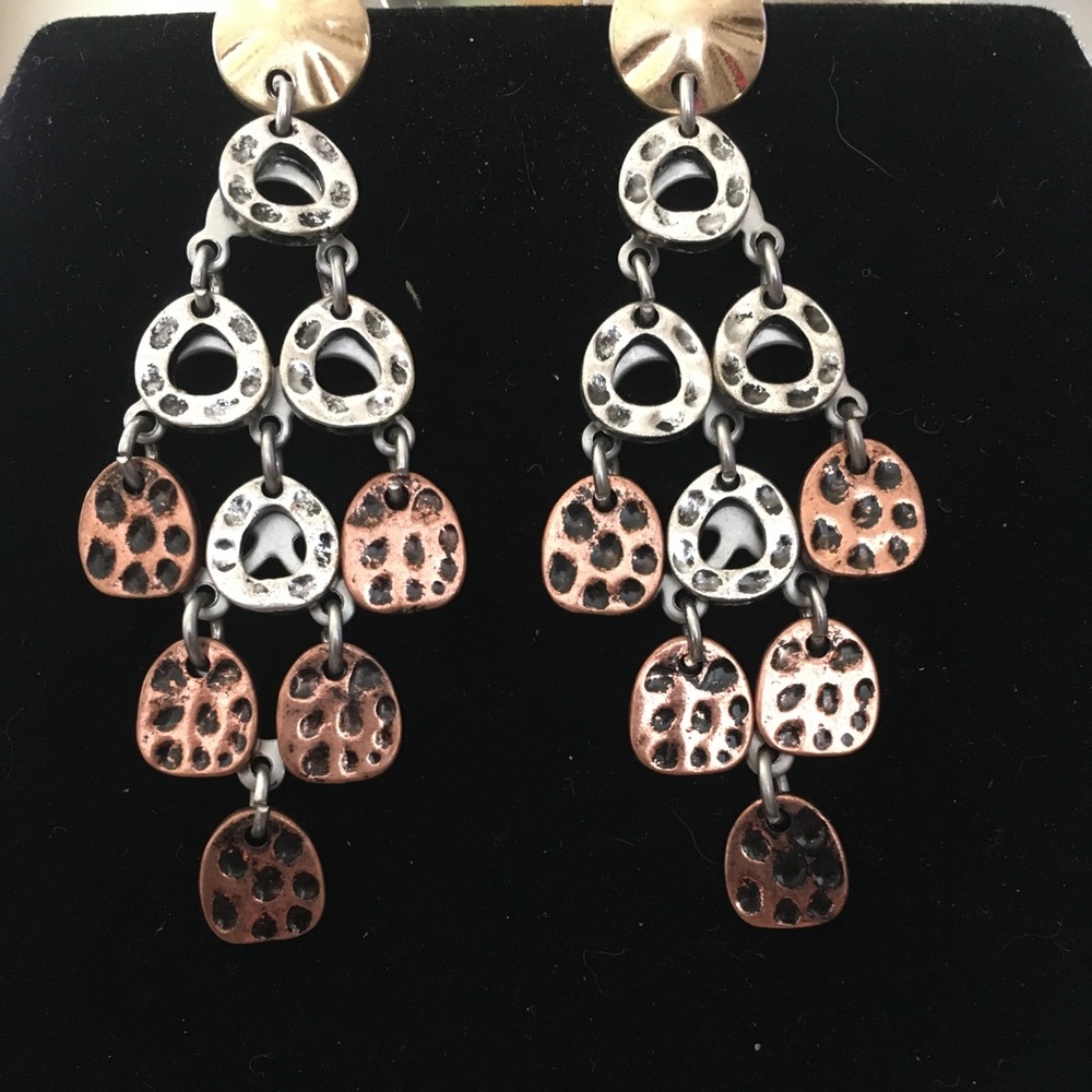 Copper Silver Tone Dangling Earrings